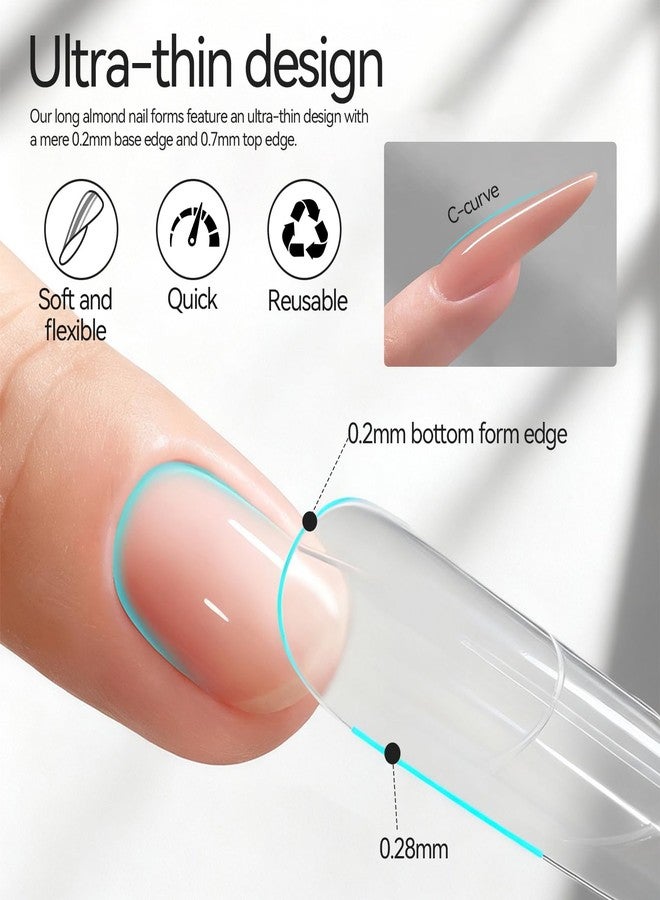 ESUOHYM 240 pcs Sandwich Dual Nail Forms Reusable Quick Nails Extension Mold for Builder Structure Poly Gel,15 Sizes Long Oval Bulider Forms with Almond Shape Guide Lines Nail Art Tools Salon Home - Image 5